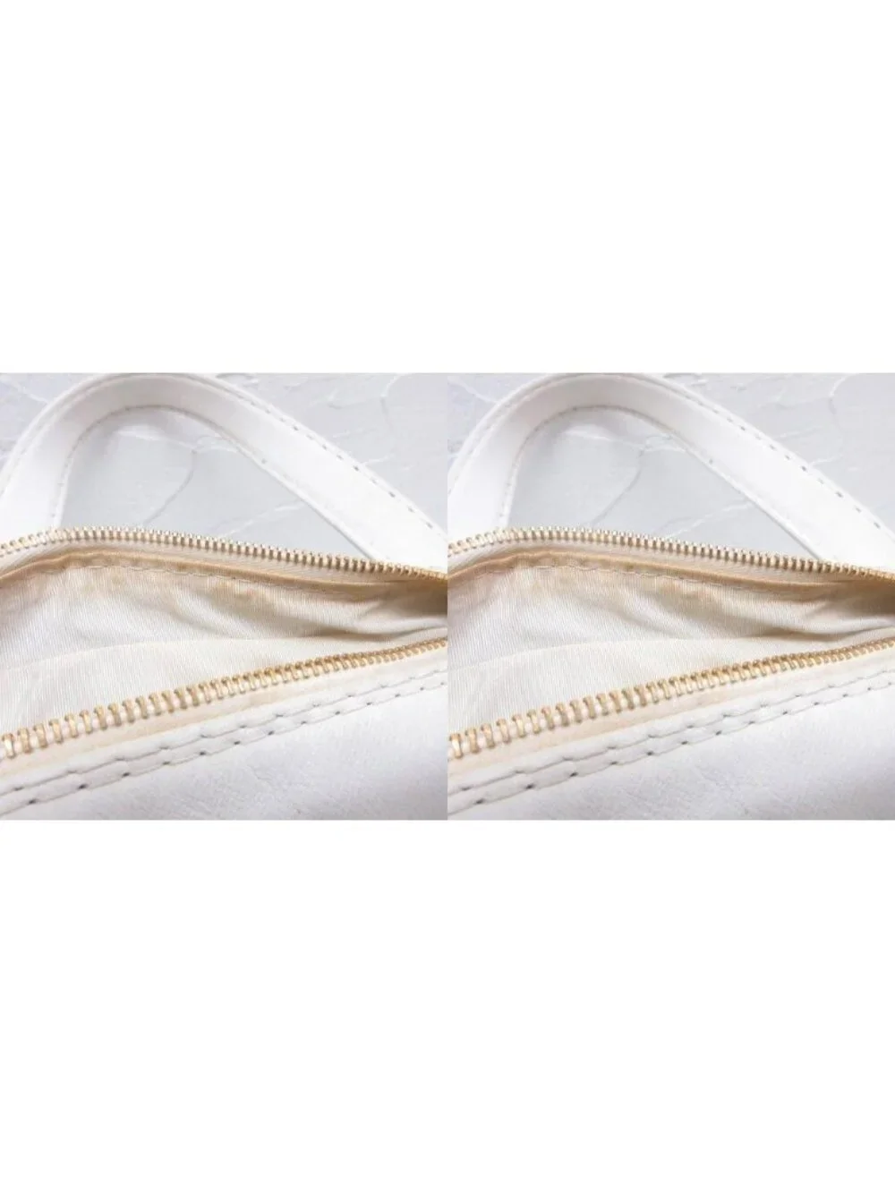Chanel Wild Stitch CC Logo Handbag Gold Leather White